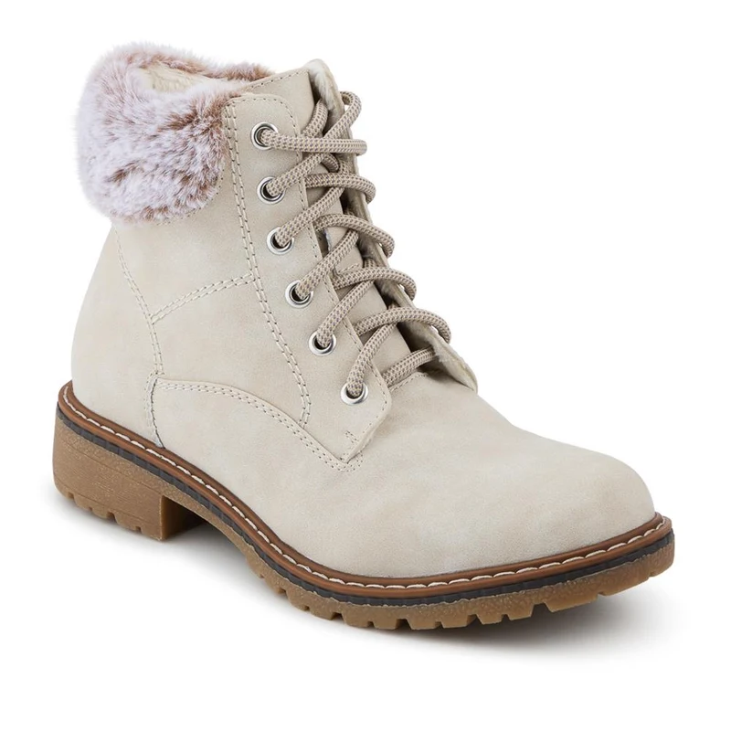 Faux Fur Cuff Lace Up Ankle Boots - WBINS42033 / 328 109