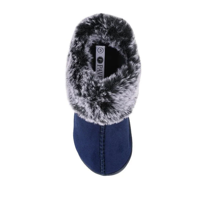 Warm Lined Cushioning Luxury Fur Slippers - GALOP42002 / 328 068 - Navy