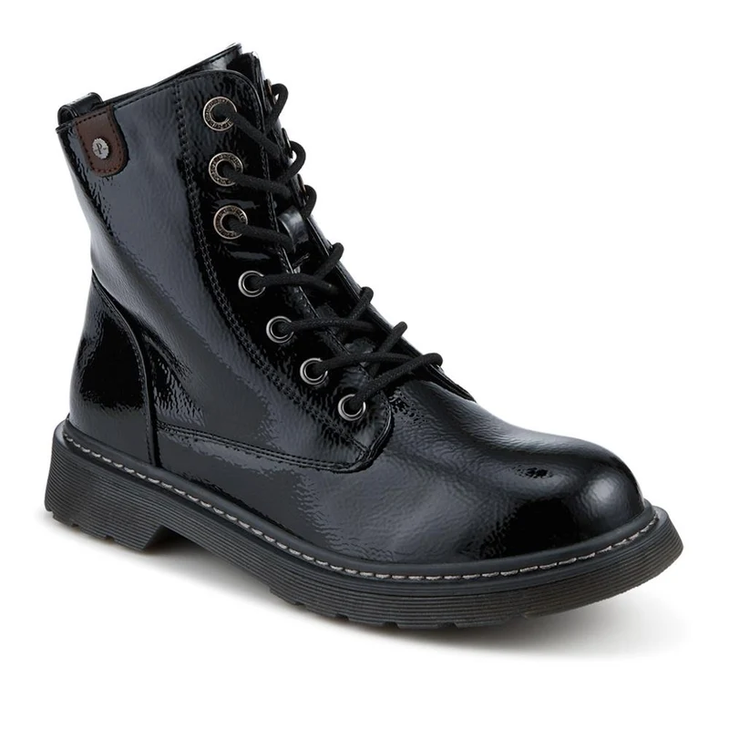 Wide Fit Patent Military Boots - TELOO42001 / 328 225
