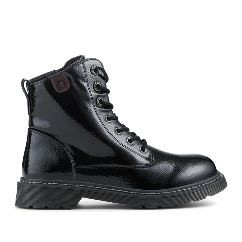 Wide Fit Patent Military Boots - TELOO42001 / 328 225 - Black Patent
