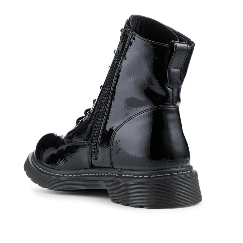 Wide Fit Patent Military Boots - TELOO42001 / 328 225 - Black Patent