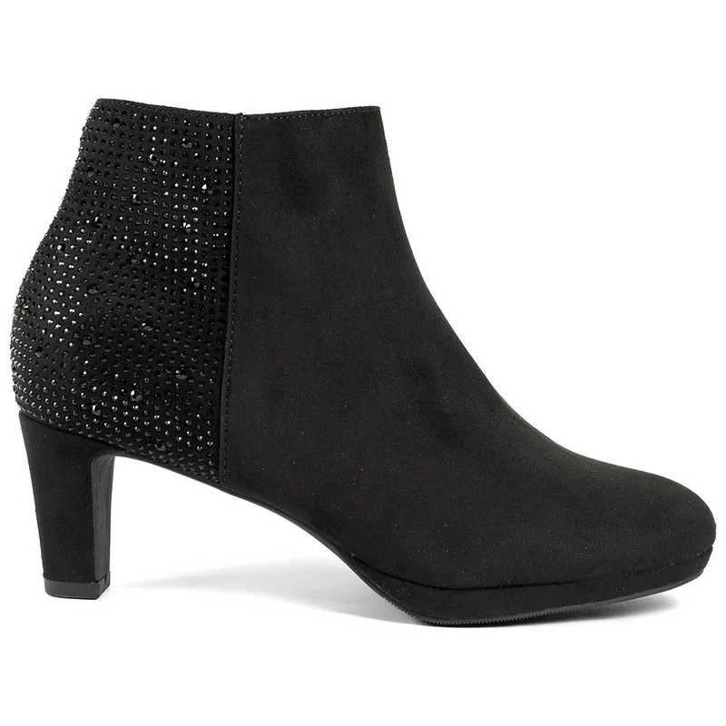 Diamente Kitten Heel Ankle Boots - PLAN42010 / 328 402 - Black