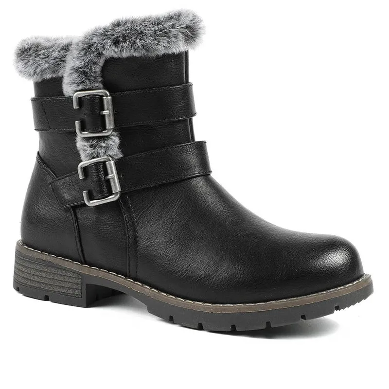 Warm Faux Fur Lined Ankle Boots - WBINS42080 / 328 416