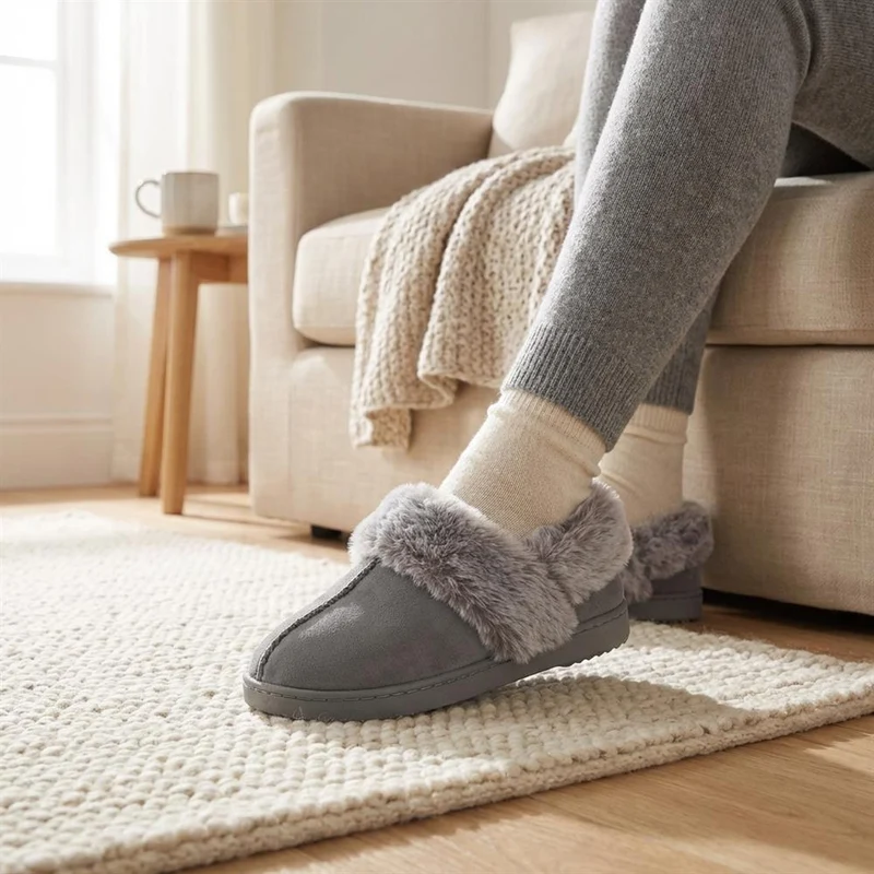 Luxury Velour Cushioned Slippers - GALOP42000 / 328 069 - Grey