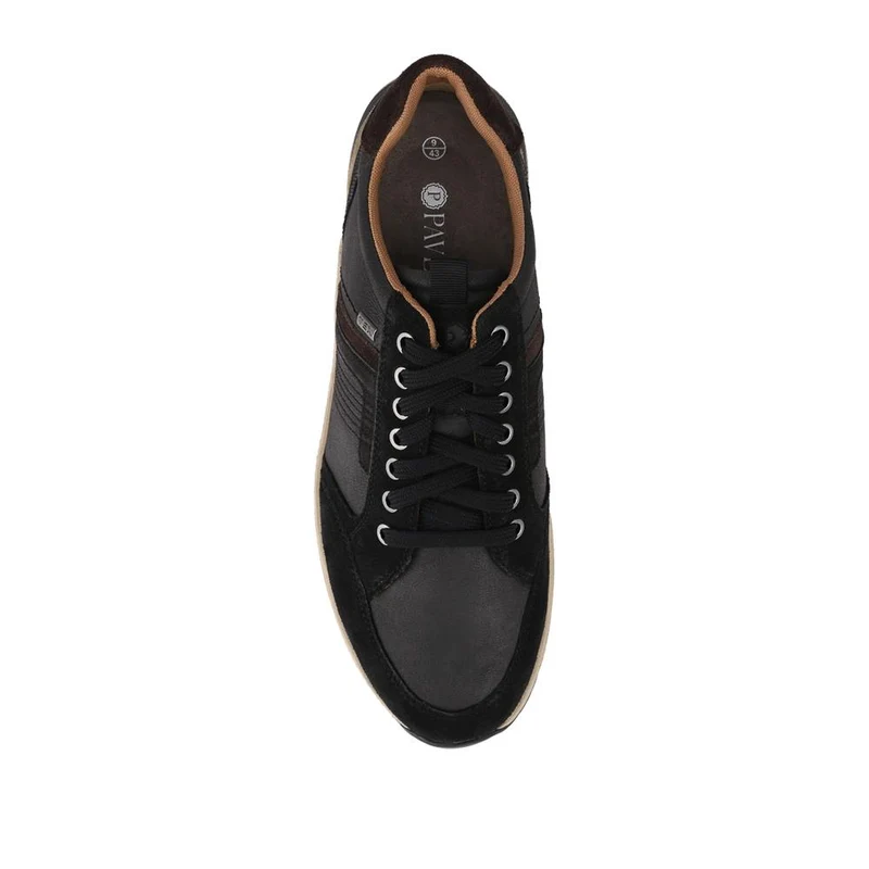 Wide Fit Leather Casual Cushioning Trainers - PARK42051 / 328 394 - Black