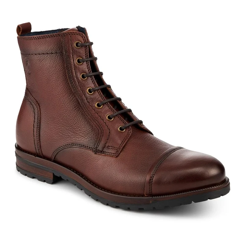 Leather Toe Cap Boots With Lace & Zip Fasten - ITAR42009 / 328 367