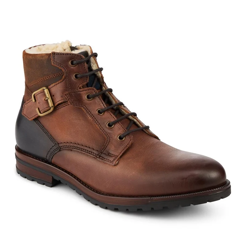 Leather Fur Lined Boots With Buckle Detail - ITAR42007 / 328 365
