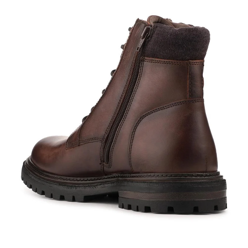 Leather Lace Up Boots With Buckle Detail - ITAR42006 / 328 364 - Brown