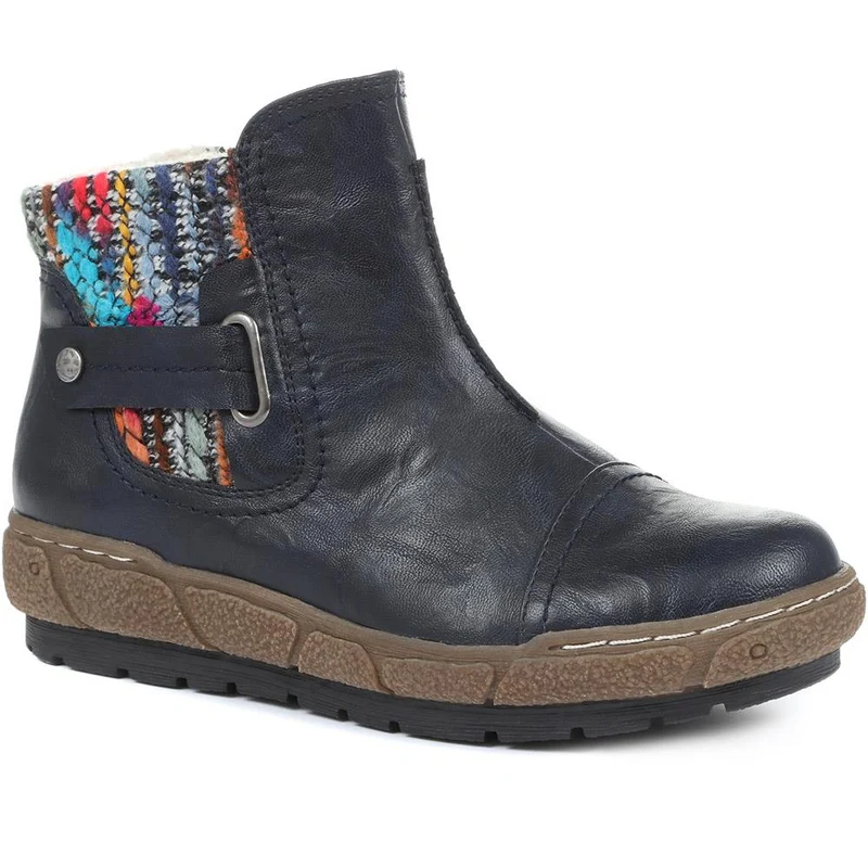 Knitted Cuff Ankle Boots - WBINS32013 / 318 882