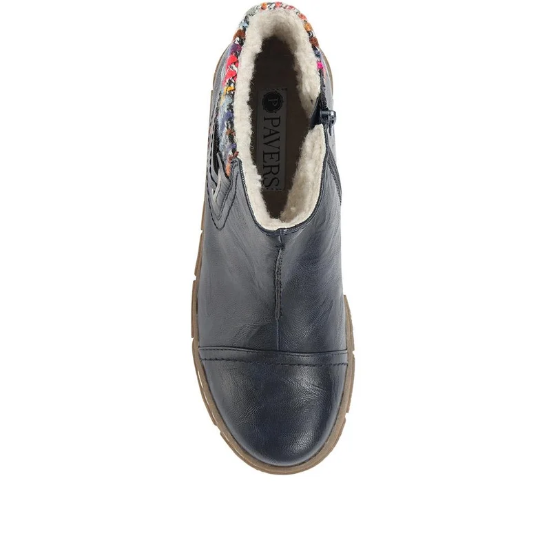 Knitted Cuff Ankle Boots - WBINS32013 / 318 882 - Navy