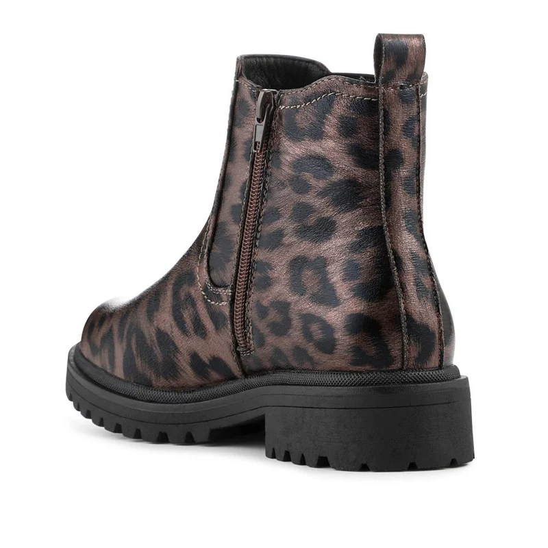 Chunky Zip Up Chelsea Boots - WBINS42082 / 328 122 - Brown Leopard