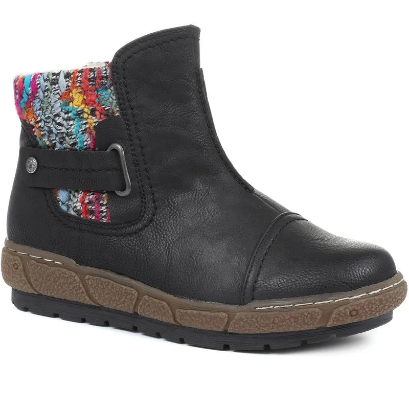 Knitted Cuff Ankle Boots - WBINS32013 / 318 882