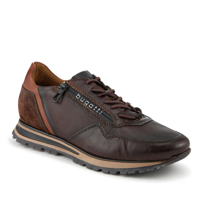 Bugatti Zip Fasten Leather Trainers - BUG42510 / 328 320 - Brown
