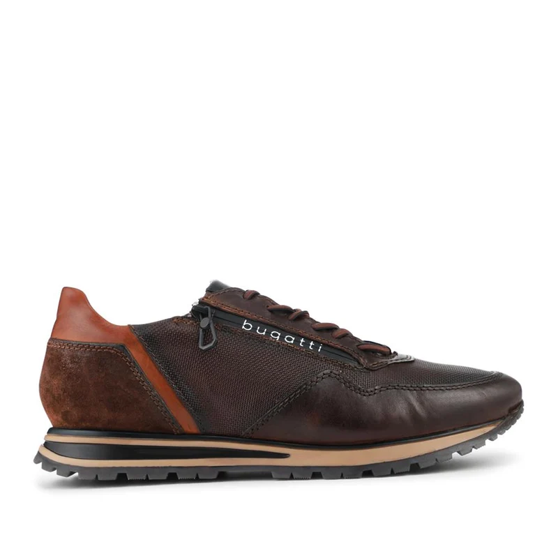 Bugatti Zip Fasten Leather Trainers - BUG42510 / 328 320 - Brown
