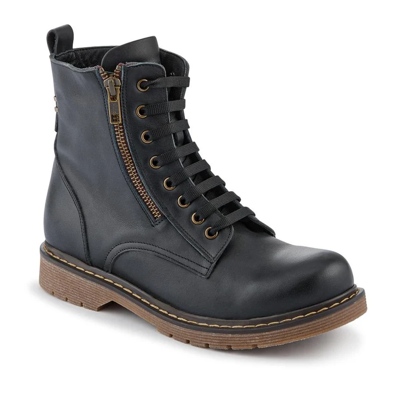 Wide Fit Leather Zip-Up Boots - BELYNR42007 / 328 505 - Black