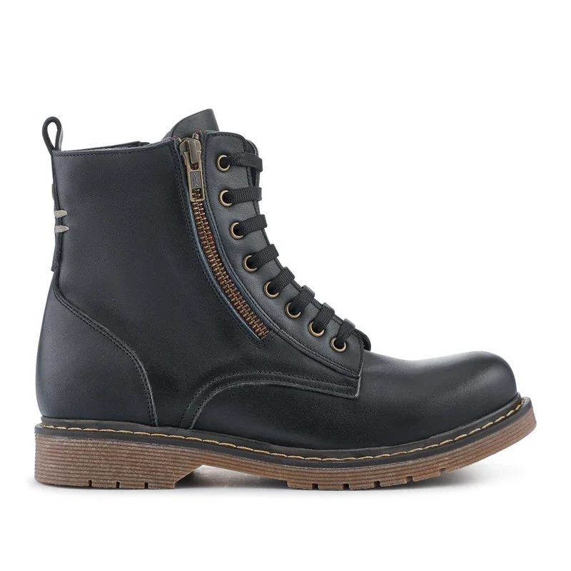 Wide Fit Leather Zip-Up Boots - BELYNR42007 / 328 505 - Black