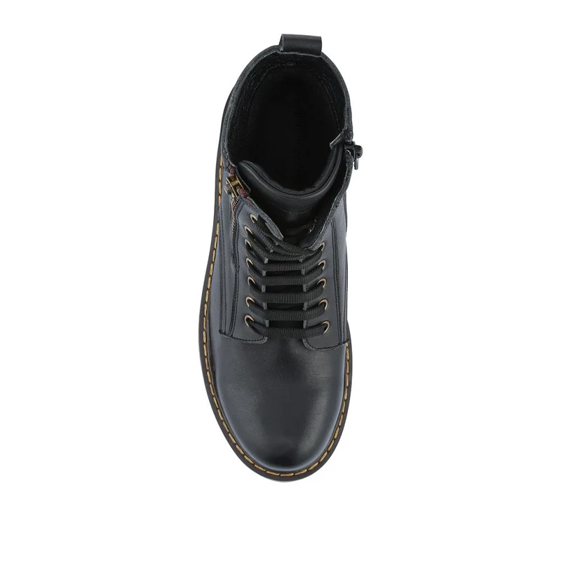 Wide Fit Leather Zip-Up Boots - BELYNR42007 / 328 505 - Black