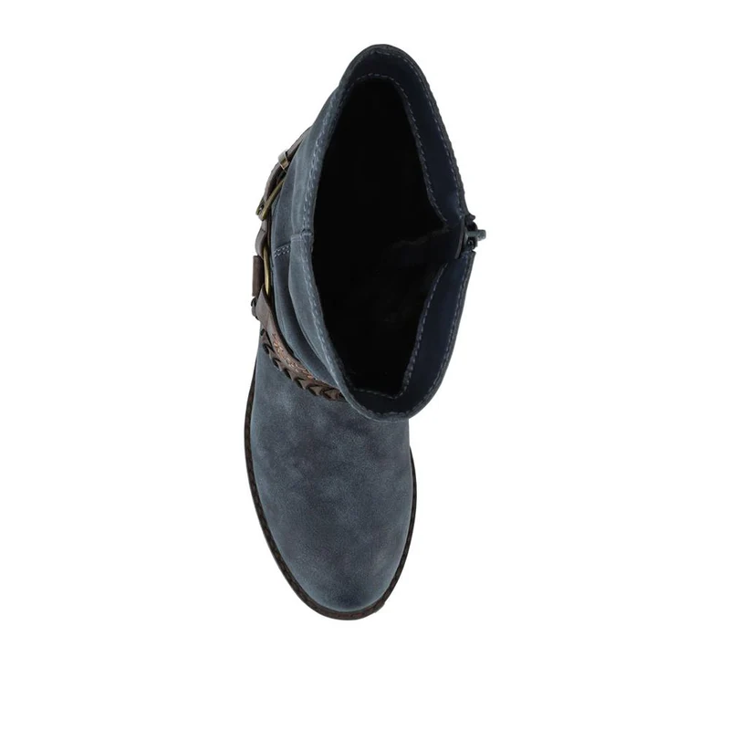 Warm Lined Strapped Upper Calf Length Boots - WBINS42098 / 328 462 - Denim