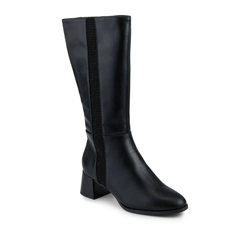 Smart Flare Heel Calf Length Boots - SANYI42020 / 328 054 - Black