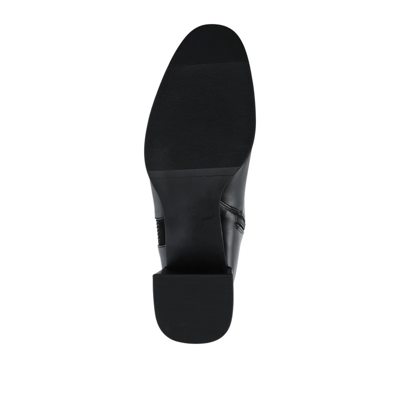 Smart Flare Heel Calf Length Boots - SANYI42020 / 328 054 - Black