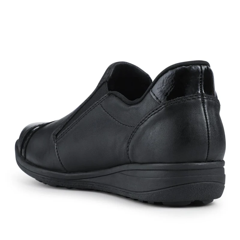 Rieker Wide Fit Leather Zipped Slip-Ons - RKR42524 / 327 690 - Black
