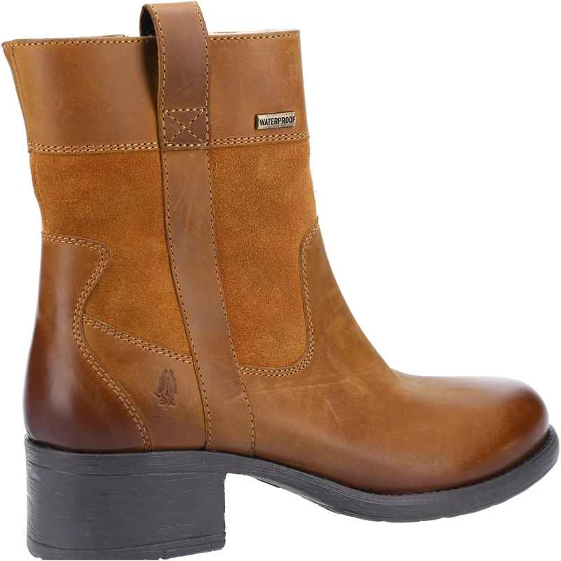 Hush Puppies Damen-Stiefel „Saskia“ aus mit Lammfell gefüttertem Leder – Hellbraun