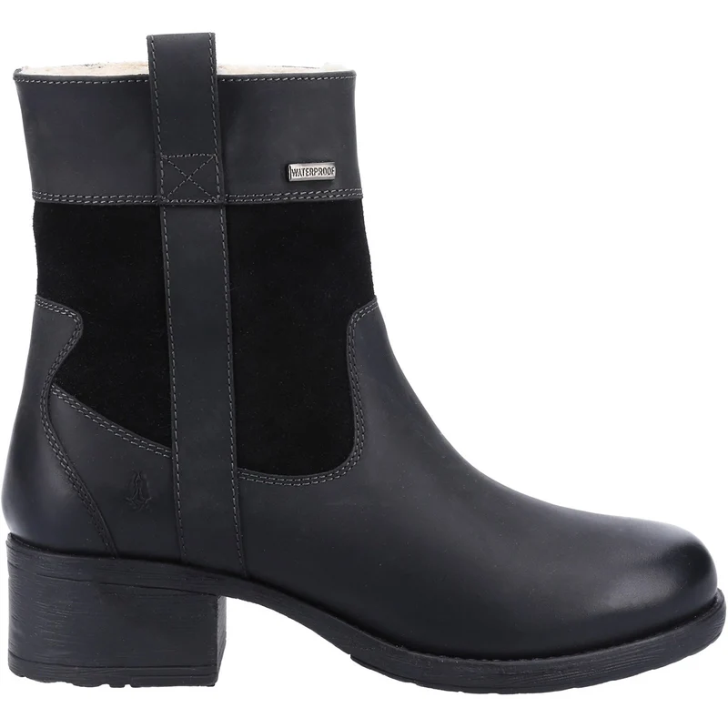 Hush Puppies Damen-Stiefel „Saskia“ aus mit Lammfell gefüttertem Leder – Schwarz