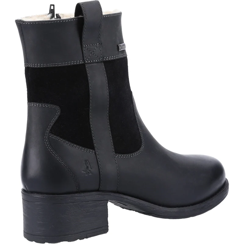 Hush Puppies Damen-Stiefel „Saskia“ aus mit Lammfell gefüttertem Leder – Schwarz
