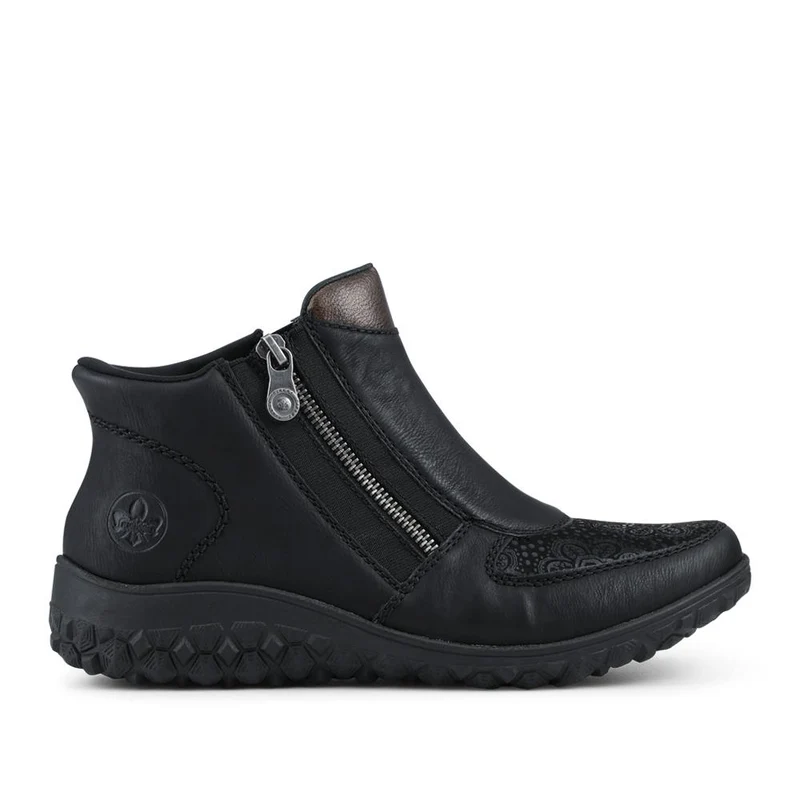 Rieker Wide Fit Leather Zipped Boots - RKR42529 / 327 693 - Black