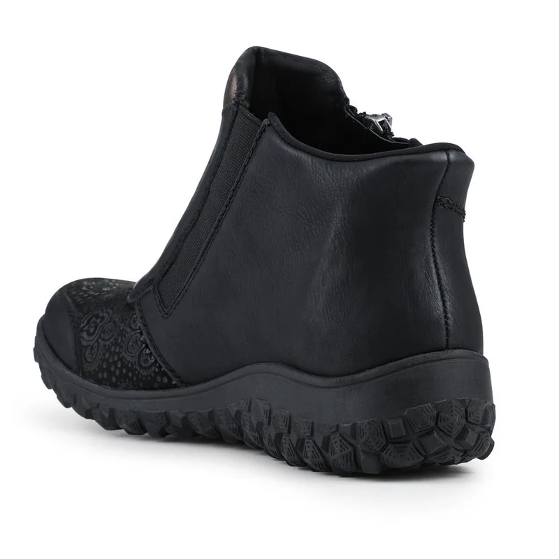 Rieker Wide Fit Leather Zipped Boots - RKR42529 / 327 693 - Black