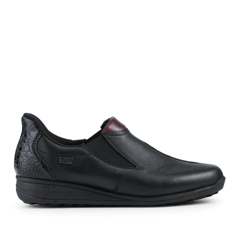 Rieker Wide Fit Leather Slip On Shoes - RKR42523 / 327 689 - Black