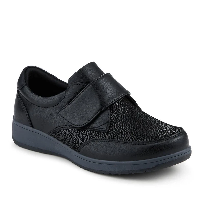 Wide Fit Coated Leather Adjustable Monk Shoes - BRK42013 / 328 120