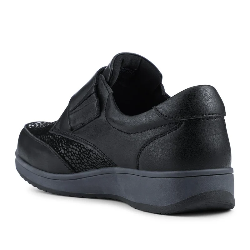 Wide Fit Coated Leather Adjustable Monk Shoes - BRK42013 / 328 120 - Black