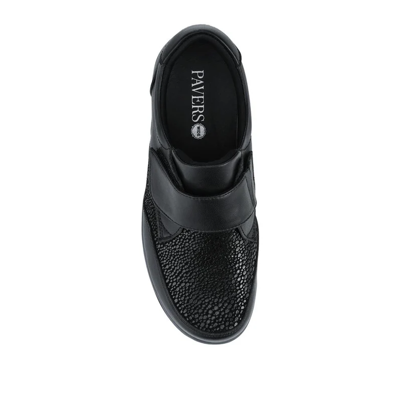 Wide Fit Coated Leather Adjustable Monk Shoes - BRK42013 / 328 120 - Black