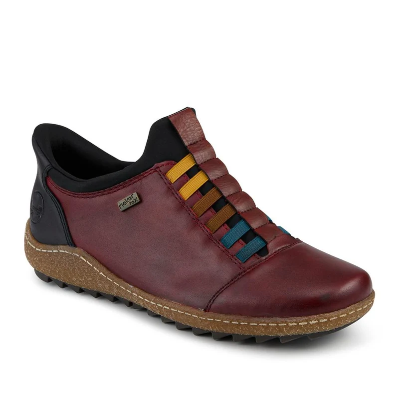 Rieker Leather Slip On Trainers - RKR42532 / 327 699 - Burgundy