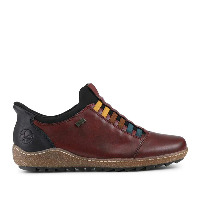 Rieker Leather Slip On Trainers - RKR42532 / 327 699 - Burgundy