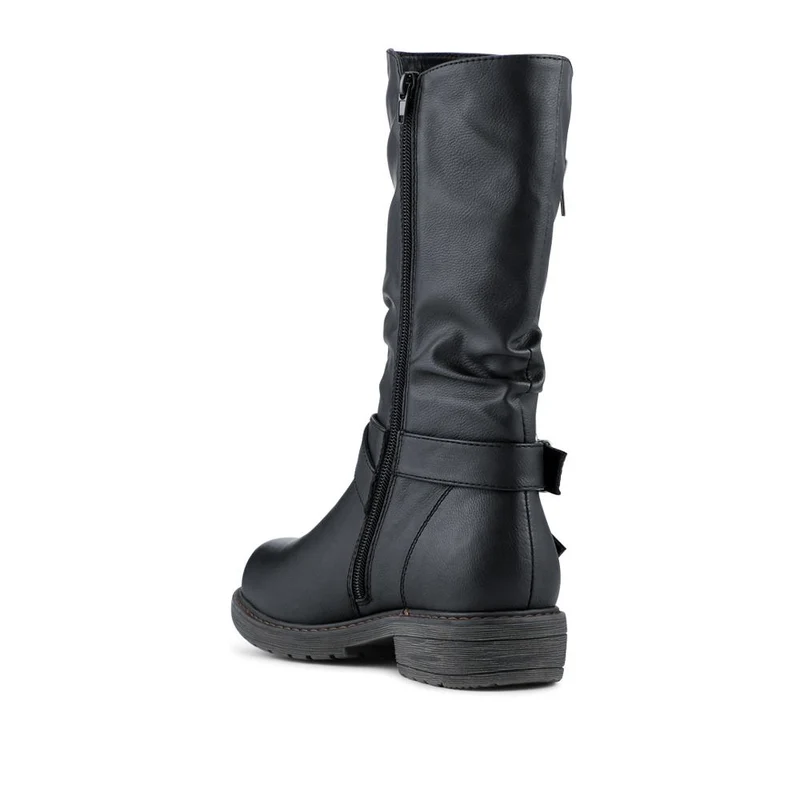 Wide Fit Zip Fasten Slouch Boots - WBINS42093 / 328 121 - Black