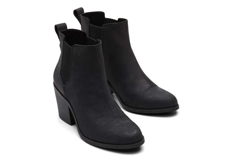 TOMS Damen Everly Lederstiefelette - Schwarz