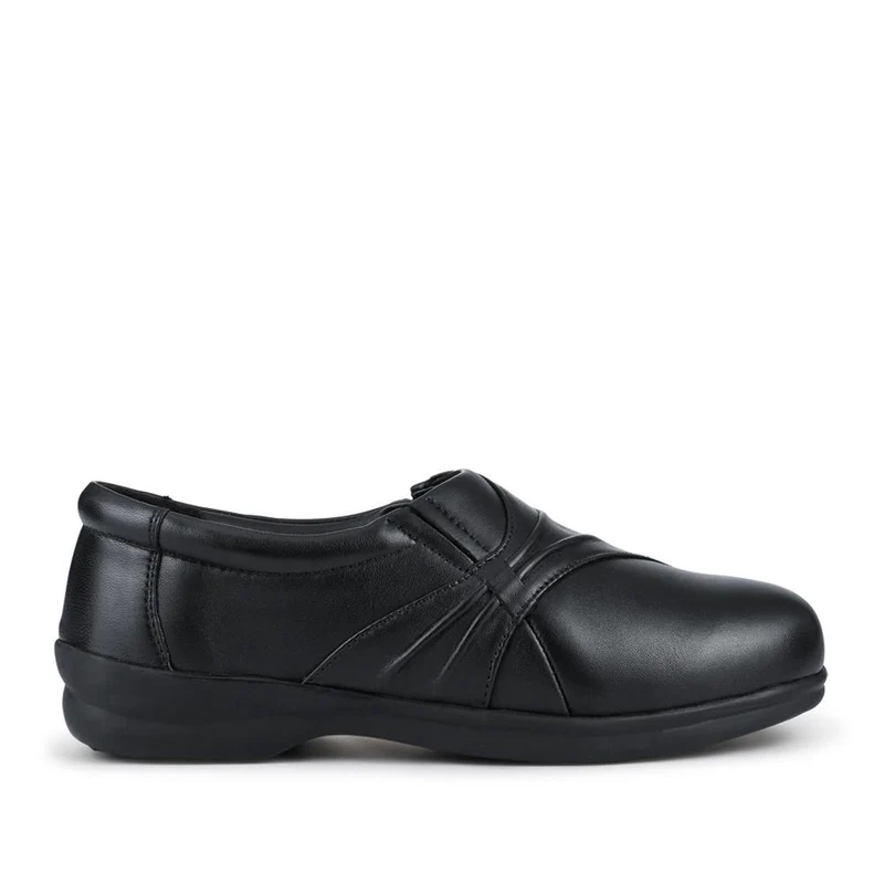 EasyFit Extra Wide Leather Slip-On Shoes - KASA / 328 178 - Black