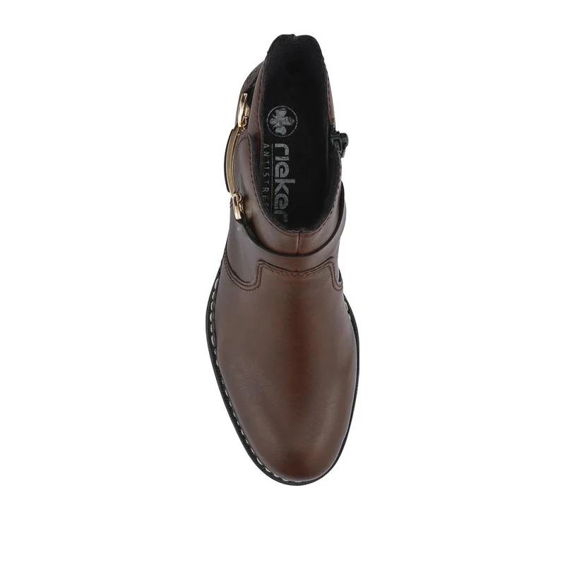 Rieker Buckle-Detail Flat-Heeled Ankle Boots - RKR42511 / 327 797 - Brown