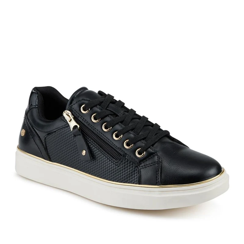 Wide Fit Zip & Lace Trainers With Grip Sole - WOIL42005 / 328 226 - Black