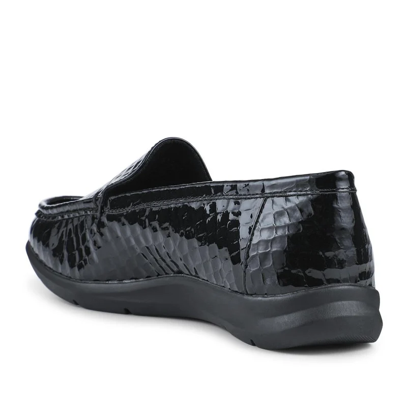Wide Fit Slip-On Moccasins - WBINS42074 / 328 157 - Black Patent Croc