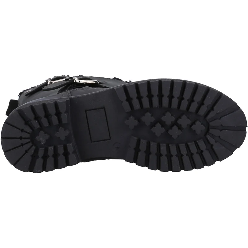Hush Puppies Damen-Stiefel „Winnie“ aus mit Lammfell gefüttertem Leder – Schwarz