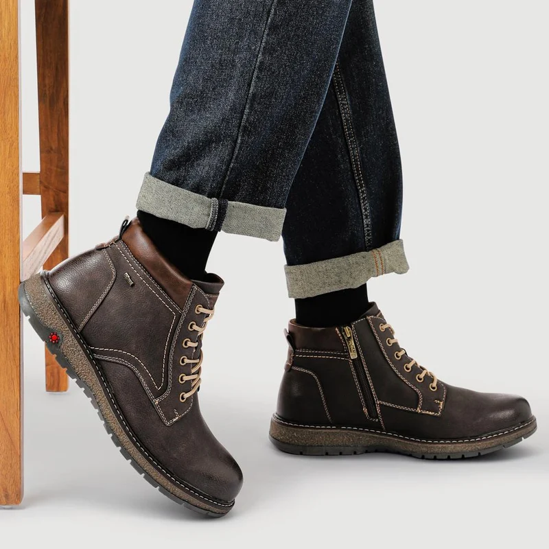 Relife Wide Fit Lace-Up Boots - RELIF42004 / 327 806 - Dark Brown