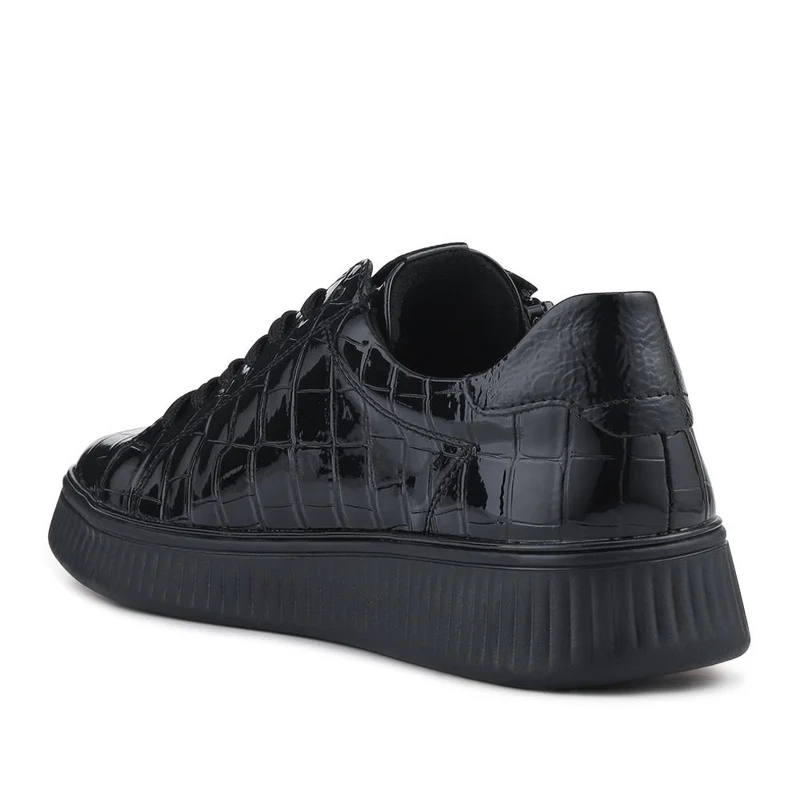 Remonte Patent Leather Zip & Lace Trainers - DRS42501 / 327 734 - Black Croc
