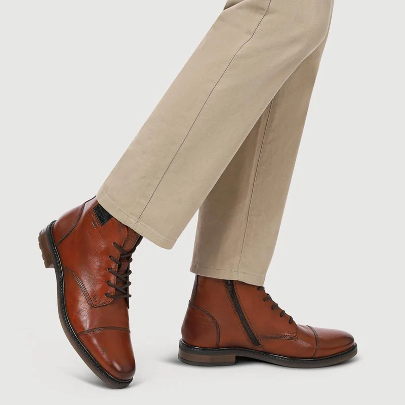 Bugatti Leather Lace-Up Boots - BUG42504 / 327 674 - Cognac