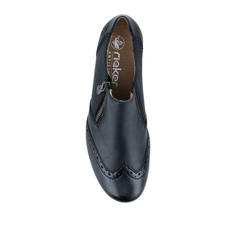 Rieker Leather Heeled Slip-On Shoes - RKR42522 / 327 688 - Navy