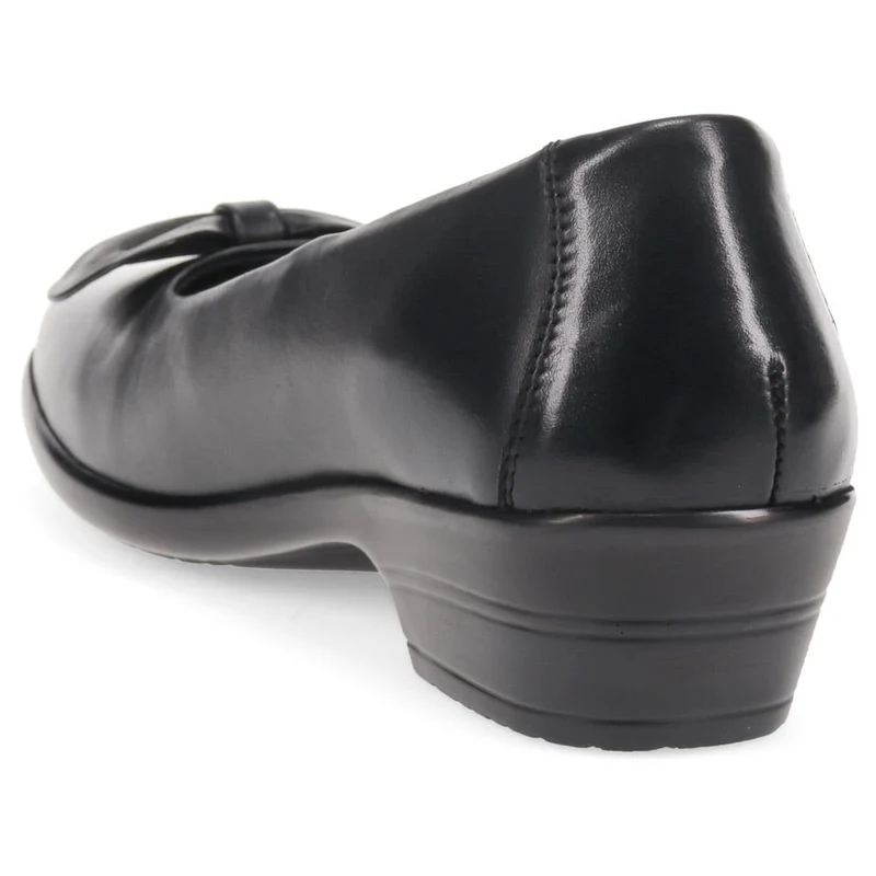 Wide Fit Bow Detailed Leather Pumps - KF40025 / 326 379 - Black