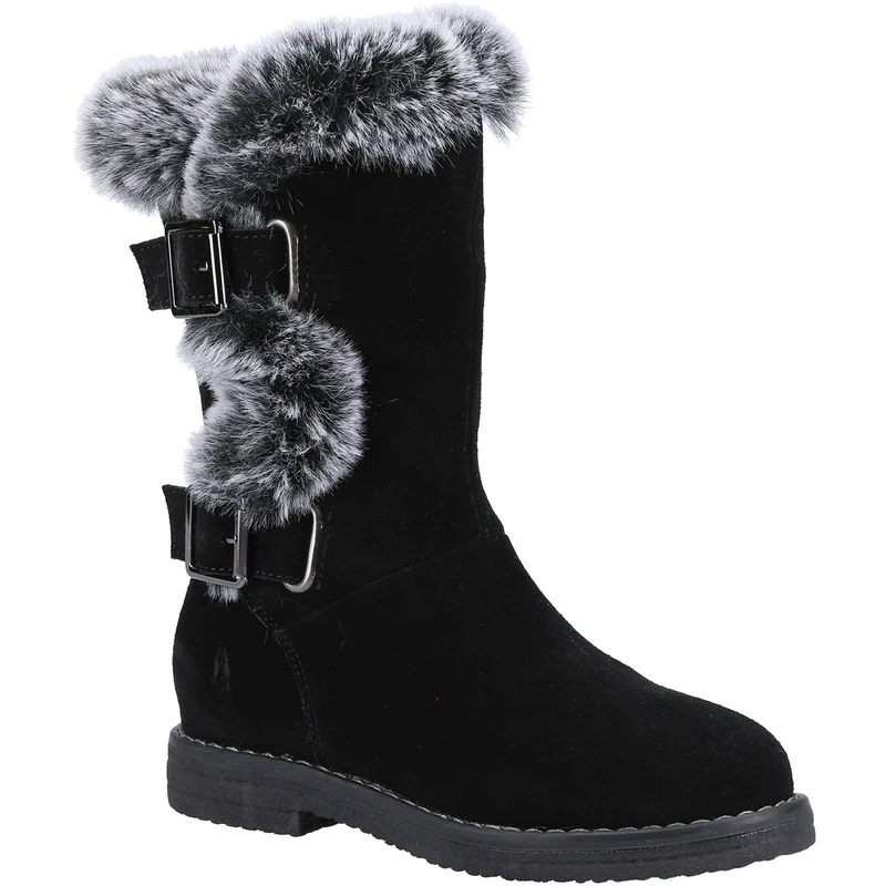 Hush Puppies Megan Wildlederstiefel für Mädchen – Schwarz