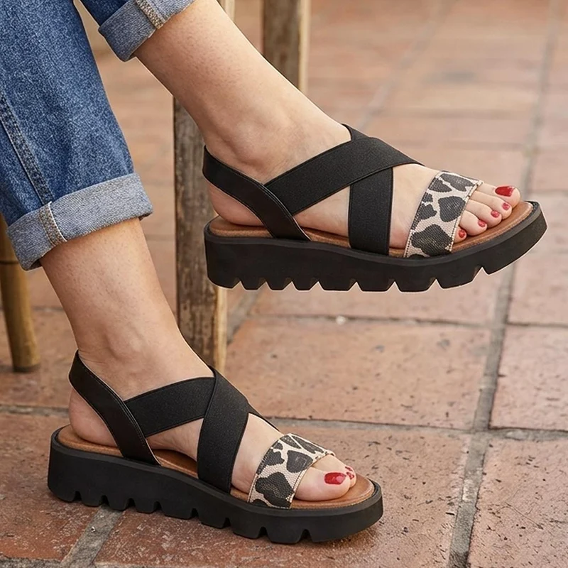 Slip On Chunky Sandals - BAIZH39011 / 325 194 - Black Multi
